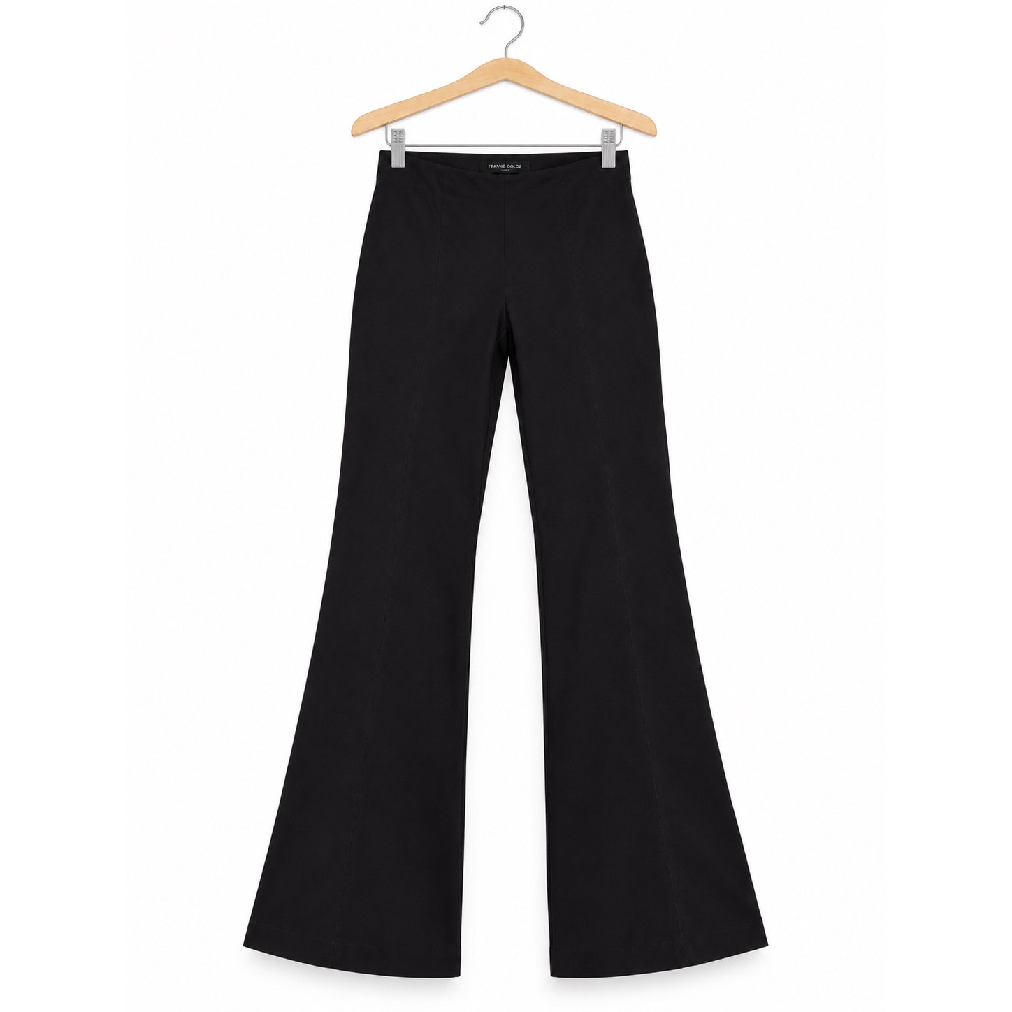 90s Minimalist Quiet Luxury Model Off Duty Franne Golde Black Flare Pull On Pant — image 5 of 8